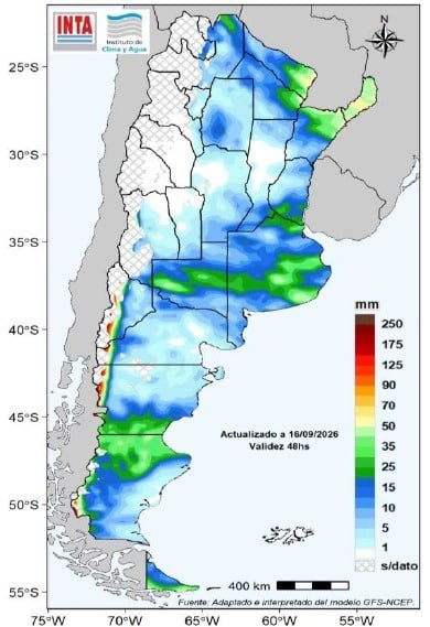 Pronóstico de lluvias del 16 al 28 de septiembre