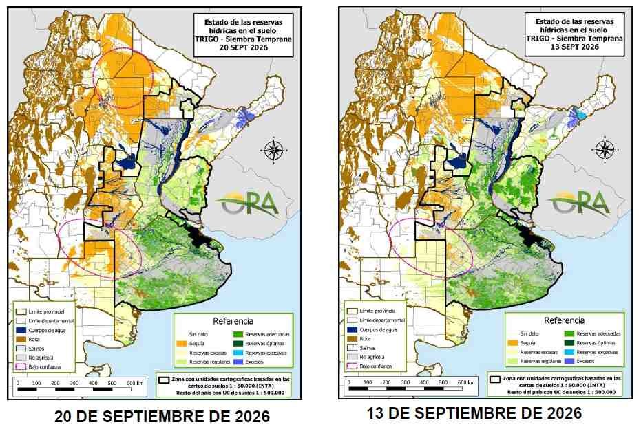 Mapas de reservas de agua en el suelo