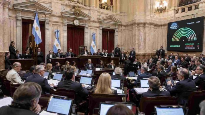 Recinto del Senado de la Nación Argentina durante una sesión legislativa, en el marco del debate por el nuevo régimen de biocombustibles.
