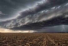 Hasta 40 mm ponen en alerta al norte bonaerense y al sur del Litoral Tormenta fuerte sobre un campo en barbecho con rastrojo de maíz en la región pampeana argentina.