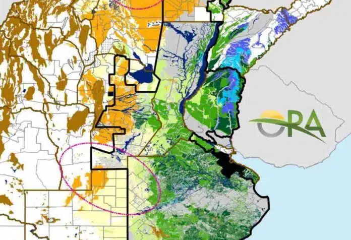 reservas-agua-suelo-argentina-12-octubre-2026-ruralnet Mapa de la Oficina de Riesgo Agropecuario (ORA) sobre las reservas de agua en el suelo al 12 de octubre de 2026, con excesos hídricos en Corrientes y Entre Ríos y zonas con déficit en el norte de la región triguera argentina.